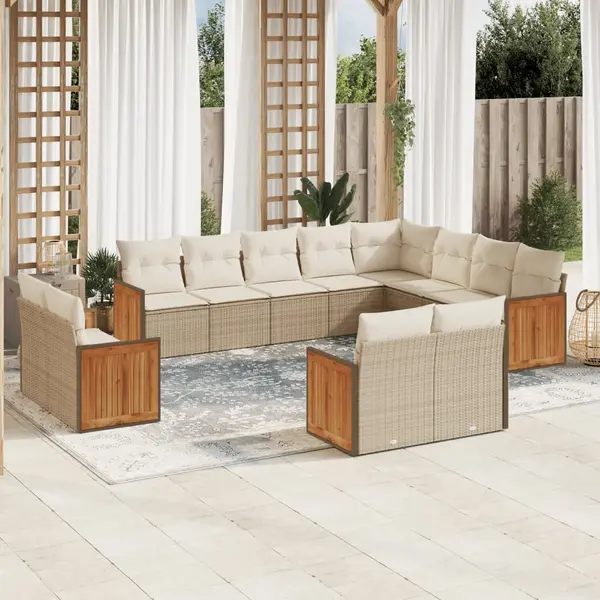 Gossi set canapele de gradina cu perne, 12 piese, bej, poliratan