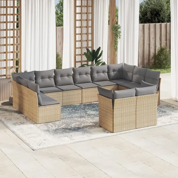 Gossi set canapele de gradina cu perne, 12 piese, bej, poliratan