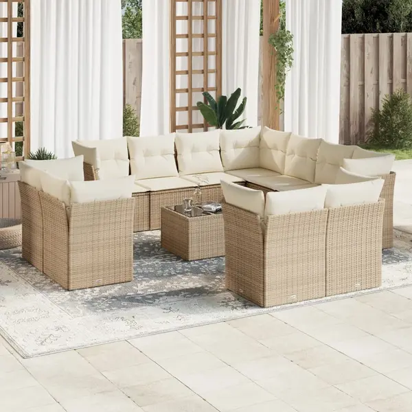 Gossi set canapele de gradina cu perne, 12 piese, bej, poliratan