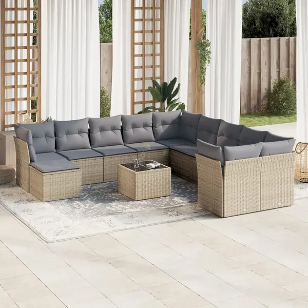 Gossi set canapele de gradina cu perne, 12 piese, bej, poliratan