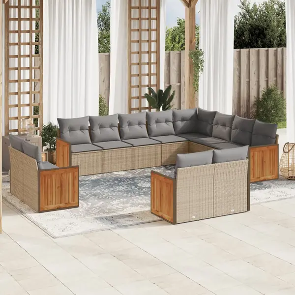 Gossi set canapele de gradina cu perne, 12 piese, bej, poliratan