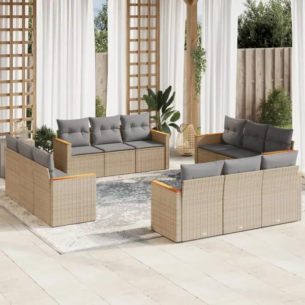 Gossi set canapele de gradina cu perne, 12 piese, bej, poliratan