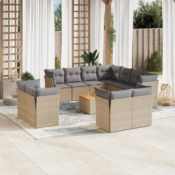Gossi set canapele de gradina cu perne, 12 piese, bej, poliratan