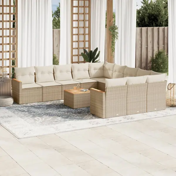 Gossi set canapele de gradina cu perne, 12 piese, bej, poliratan