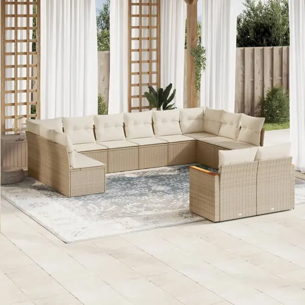 Gossi set canapele de gradina cu perne, 12 piese, bej, poliratan