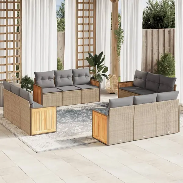 Gossi set canapele de gradina cu perne, 12 piese, bej, poliratan