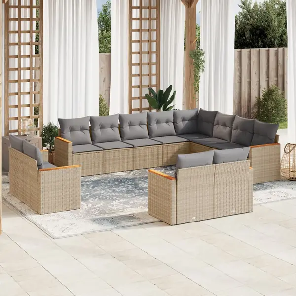 Gossi set canapele de gradina cu perne, 12 piese, bej, poliratan