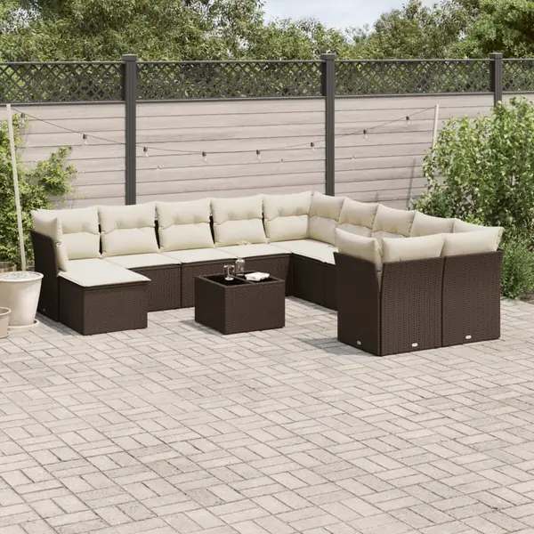 Gossi set canapele de gradina cu perne, 12 piese, maro, poliratan