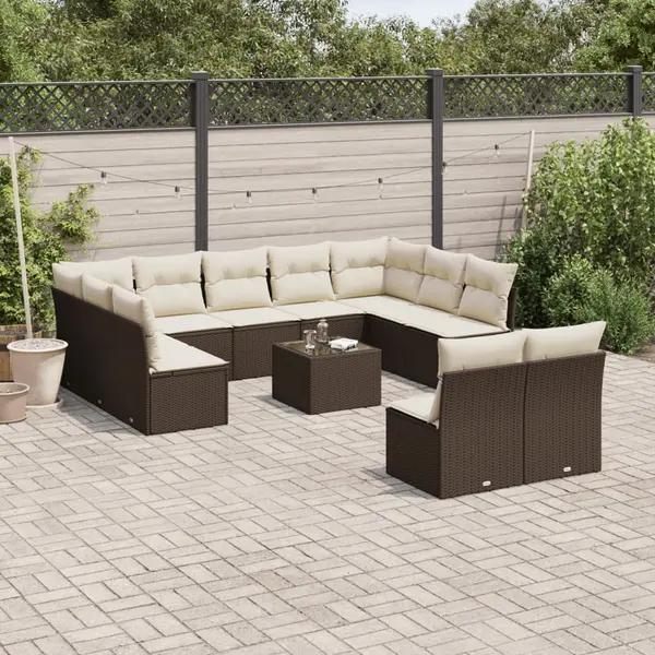 Gossi set canapele de gradina cu perne, 12 piese, maro, poliratan