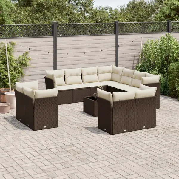 Gossi set canapele de gradina cu perne, 12 piese, maro, poliratan