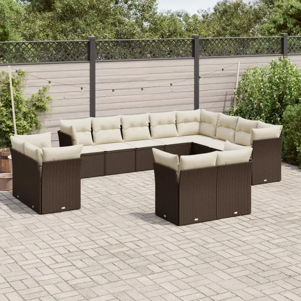 Gossi set canapele de gradina cu perne, 12 piese, maro, poliratan