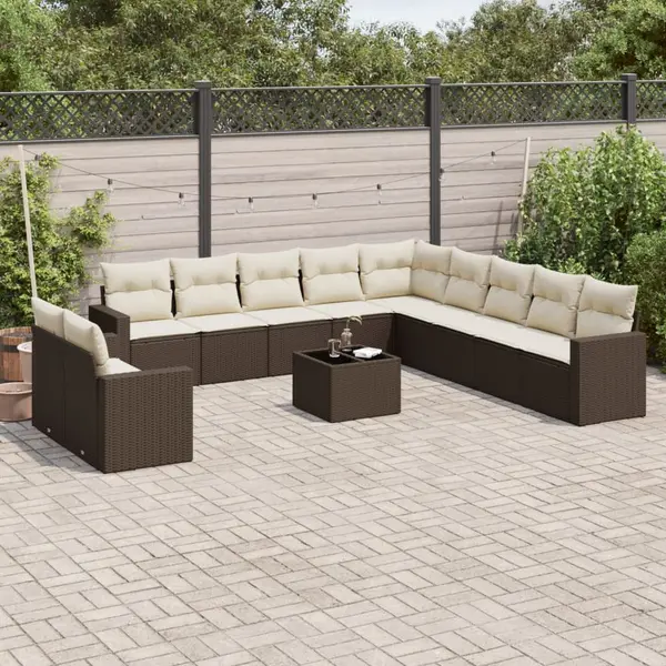 Gossi set canapele de gradina cu perne, 12 piese, maro, poliratan