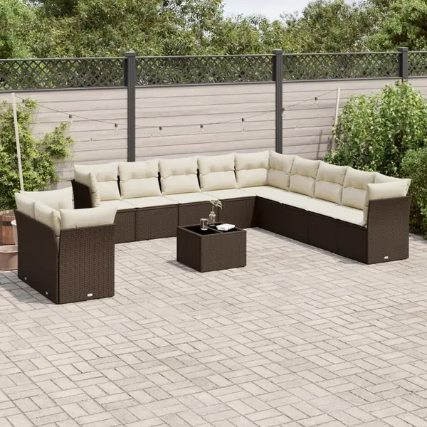 Gossi set canapele de gradina cu perne, 12 piese, maro, poliratan
