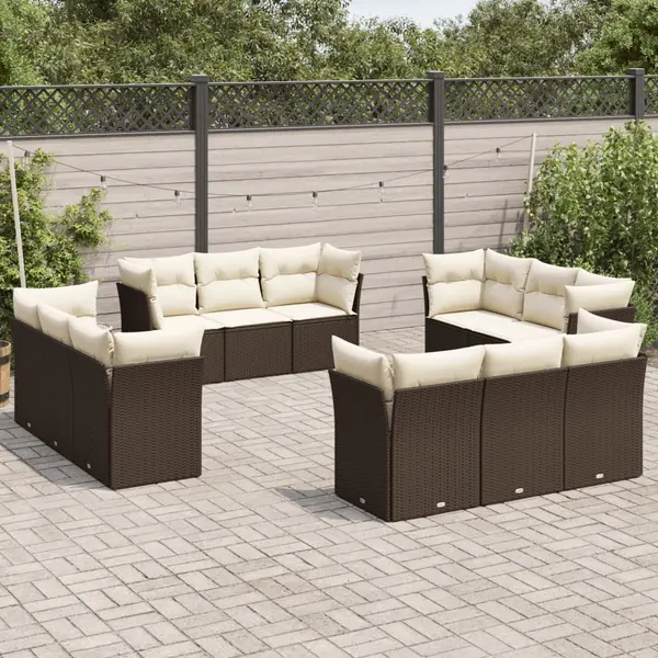Gossi set canapele de gradina cu perne, 12 piese, maro, poliratan