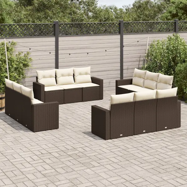 Gossi set canapele de gradina cu perne, 12 piese, maro, poliratan
