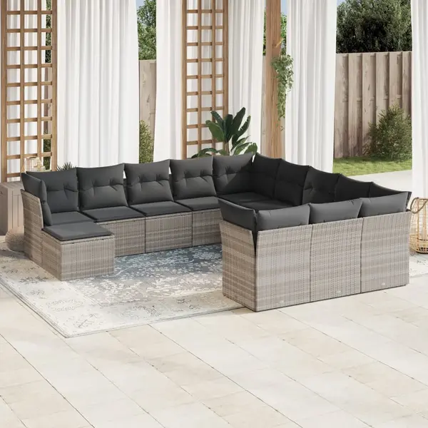 Gossi set canapele de gradina cu perne, 12piese gri deschis poliratan