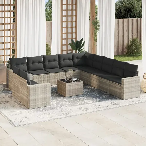 Gossi set canapele de gradina cu perne, 12piese gri deschis poliratan