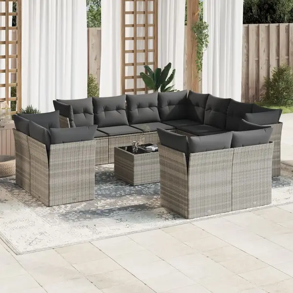 Gossi set canapele de gradina cu perne, 12piese gri deschis poliratan