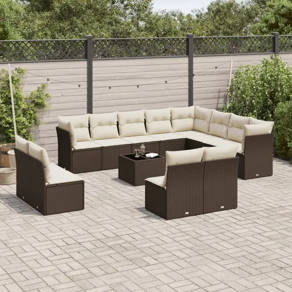 Gossi set canapele de gradina cu perne, 13 piese, maro, poliratan