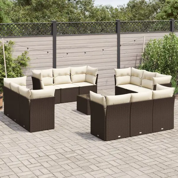 Gossi set canapele de gradina cu perne, 13 piese, maro, poliratan