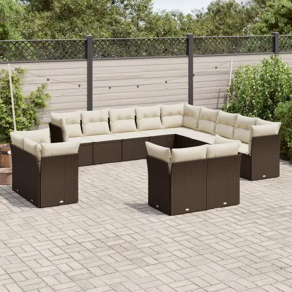 Gossi set canapele de gradina cu perne, 13 piese, maro, poliratan
