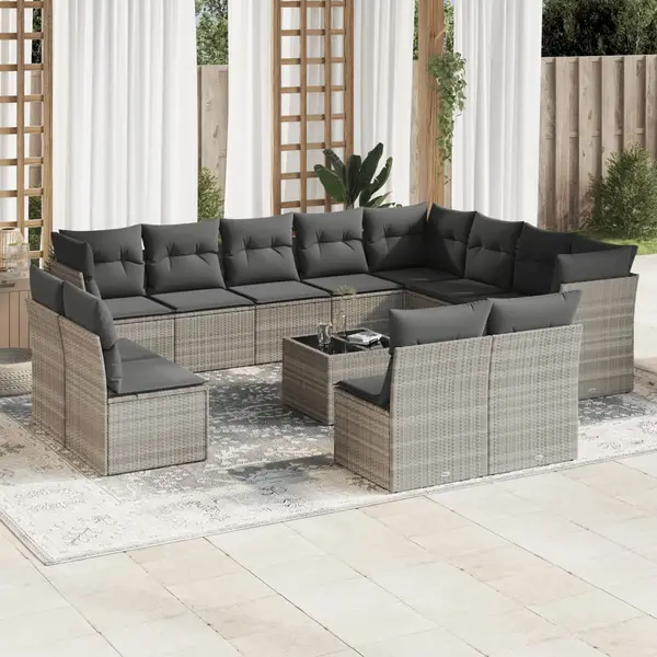 Gossi set canapele de gradina cu perne, 13piese gri deschis poliratan