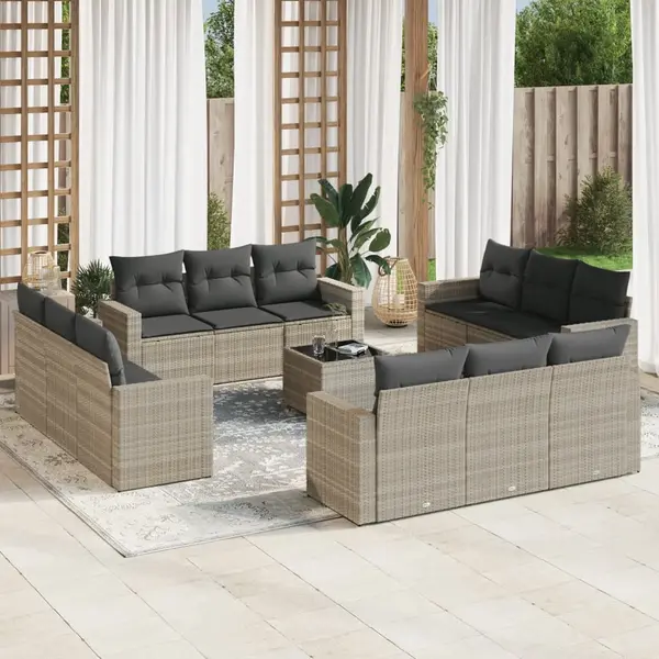 Gossi set canapele de gradina cu perne, 13piese gri deschis poliratan