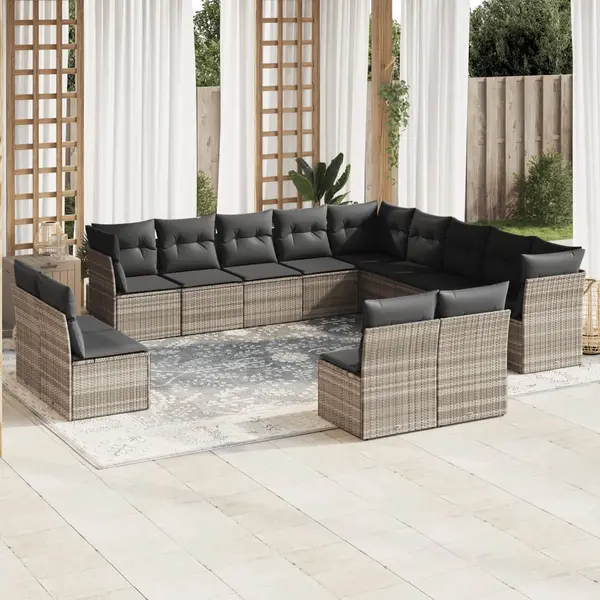 Gossi set canapele de gradina cu perne, 13piese gri deschis poliratan