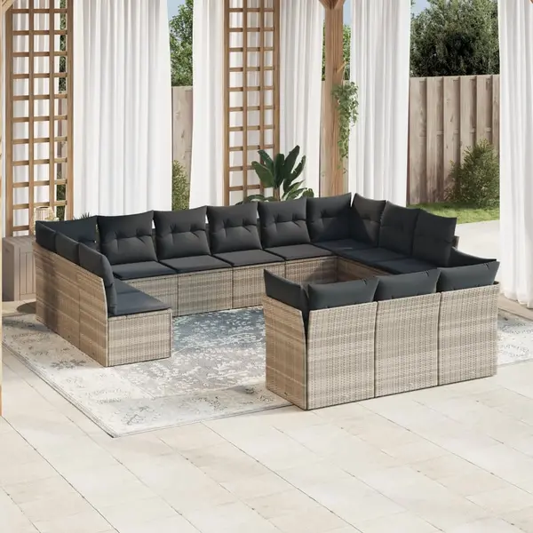 Gossi set canapele de gradina cu perne, 13piese gri deschis poliratan