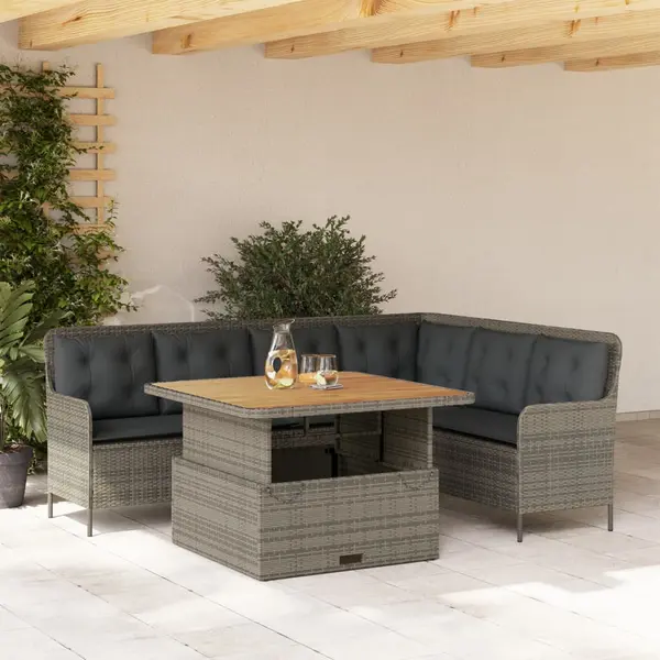 Gossi set canapele de gradina cu perne, 2 piese, gri, poliratan