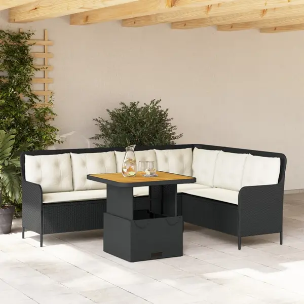 Gossi set canapele de gradina cu perne, 2 piese, negru, poliratan