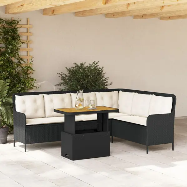 Gossi set canapele de gradina cu perne, 2 piese, negru, poliratan