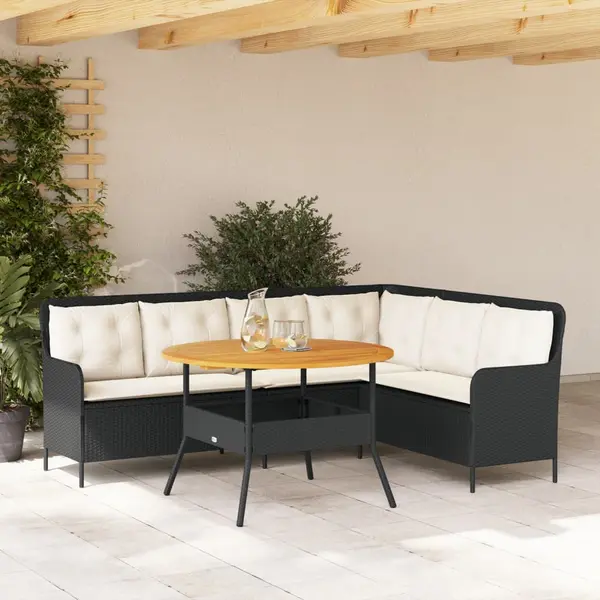 Gossi set canapele de gradina cu perne, 2 piese, negru, poliratan