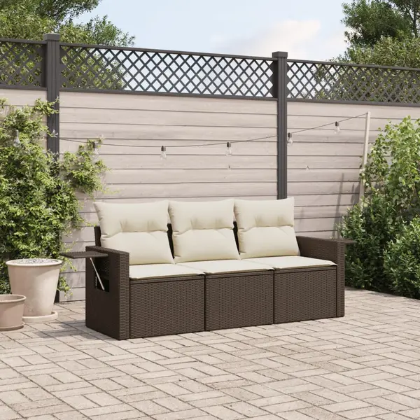 Gossi set canapele de gradina cu perne, 3 piese, maro, poliratan