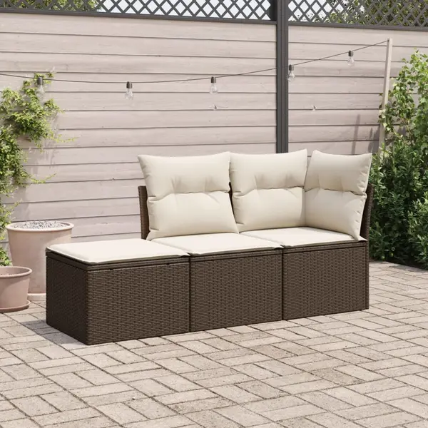 Gossi set canapele de gradina cu perne, 3 piese, maro, poliratan