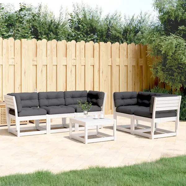 Gossi set canapele de gradina cu perne 5 piese alb lemn masiv de pin