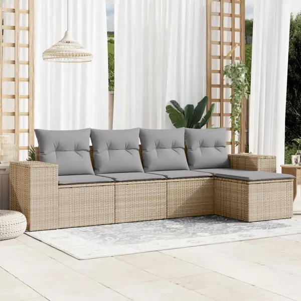 Gossi set canapele de gradina cu perne, 5 piese, bej, poliratan
