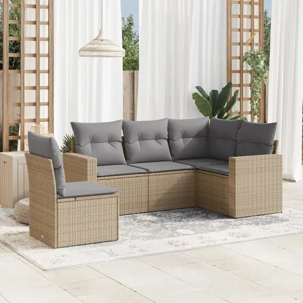 Gossi set canapele de gradina cu perne, 5 piese, bej, poliratan