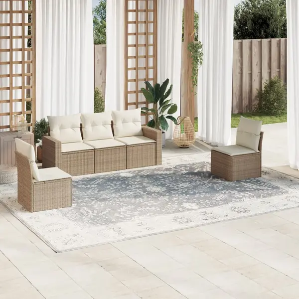 Gossi set canapele de gradina cu perne, 5 piese, bej, poliratan