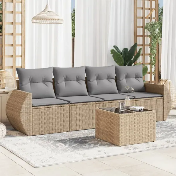 Gossi set canapele de gradina cu perne, 5 piese, bej, poliratan