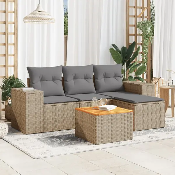 Gossi set canapele de gradina cu perne, 5 piese, bej, poliratan