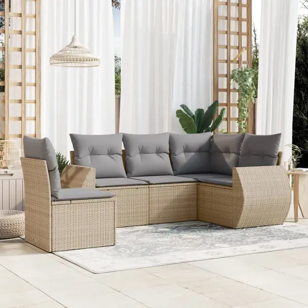 Gossi set canapele de gradina cu perne, 5 piese, bej, poliratan
