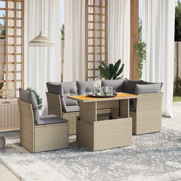 Gossi set canapele de gradina cu perne, 5 piese, bej, poliratan