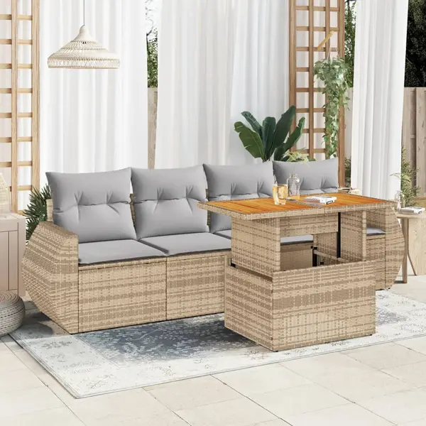 Gossi set canapele de gradina cu perne, 5 piese, bej, poliratan
