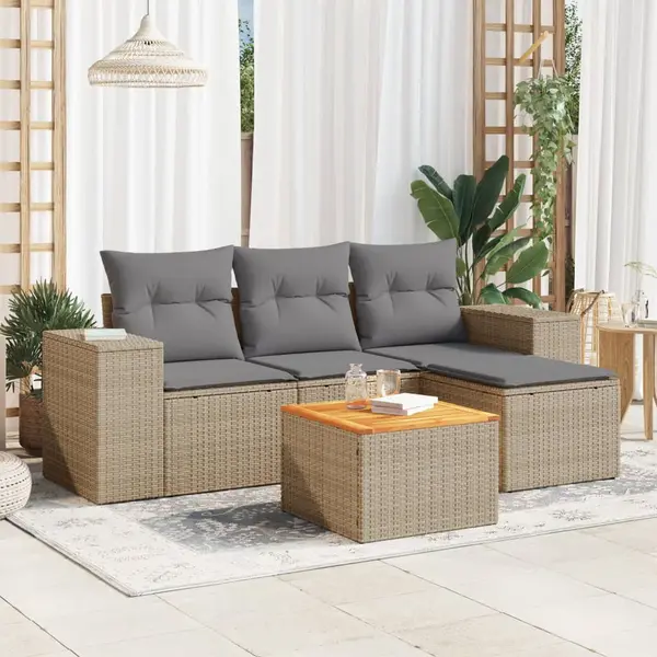Gossi set canapele de gradina cu perne, 5 piese, bej, poliratan