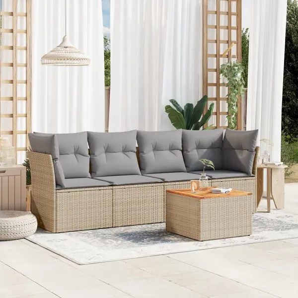 Gossi set canapele de gradina cu perne, 5 piese, bej, poliratan