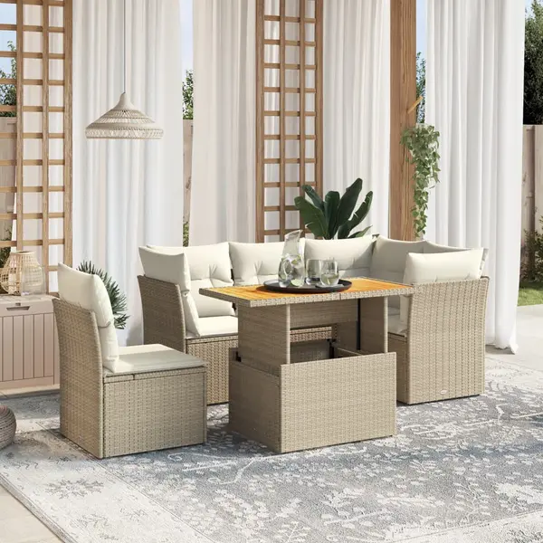 Gossi set canapele de gradina cu perne, 5 piese, bej, poliratan