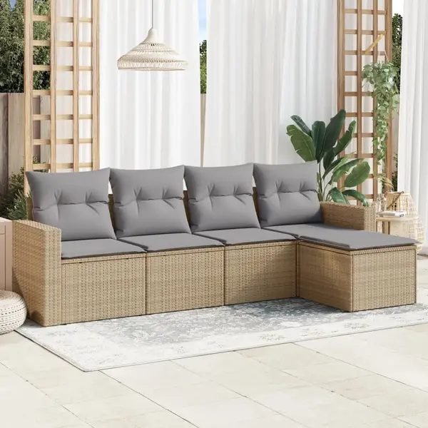 Gossi set canapele de gradina cu perne, 5 piese, bej, poliratan