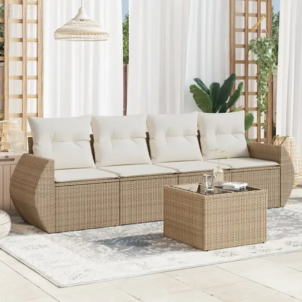 Gossi set canapele de gradina cu perne, 5 piese, bej, poliratan