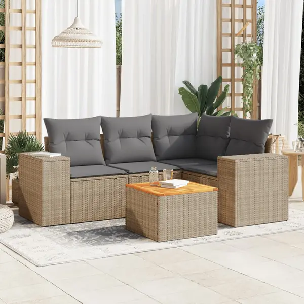 Gossi set canapele de gradina cu perne, 5 piese, bej, poliratan